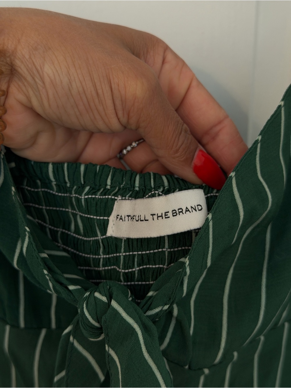 Faithfull The Brand Green Striped Wide-Leg Jumpsuit - Picture 3 of 5